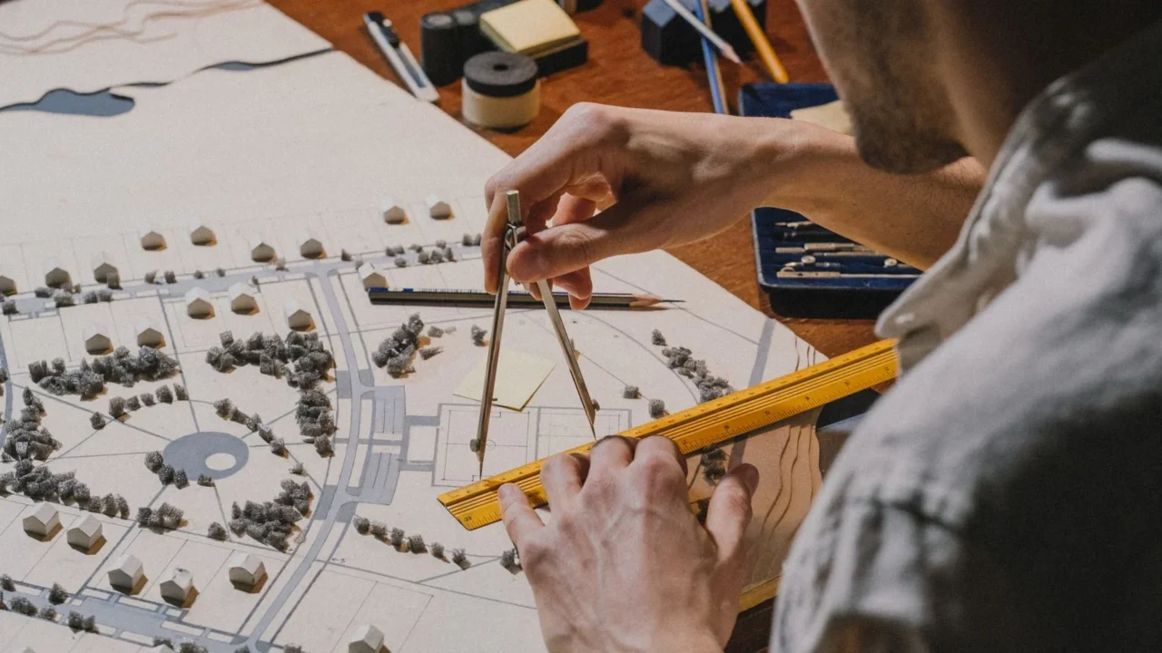 Architect Blueprint City Skyline